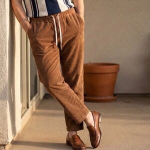 Dandy Del Mar Corsica Corduroy Trousers Pants in Carajillo Brown - Large